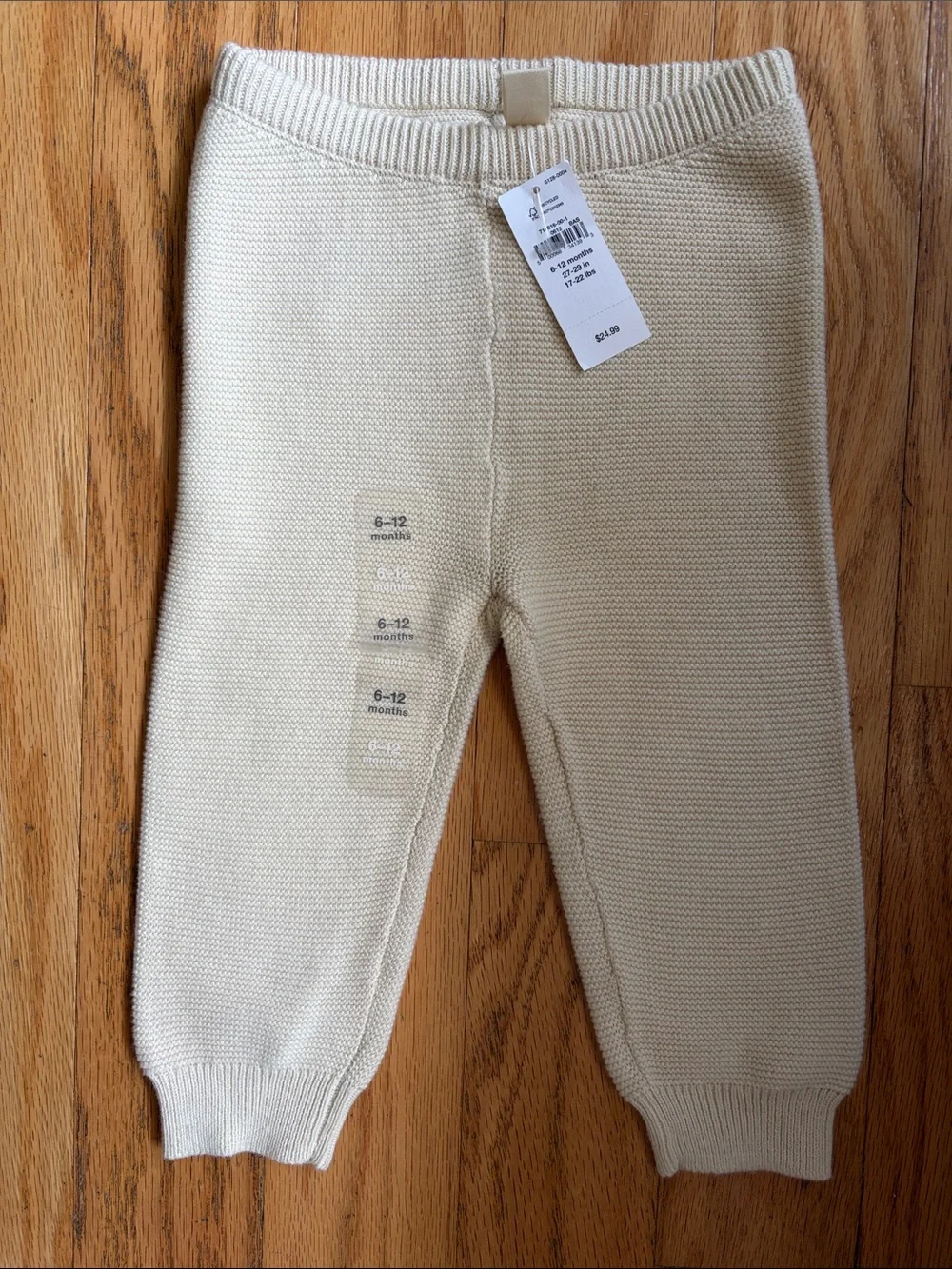 NWT Baby Gap Sweater Knit Garter Pants in French Vanilla 6-12 months